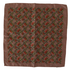 Dolce & Gabbana Braunes Seiden-Einstecktuch mit Karottenprint