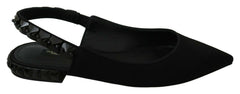 Dolce & Gabbana Schwarze flache Slingback-Schuhe aus Charmeuse