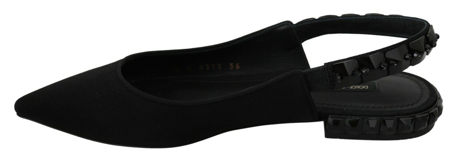 Dolce & Gabbana Schwarze flache Slingback-Schuhe aus Charmeuse