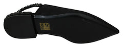 Dolce & Gabbana Schwarze flache Slingback-Schuhe aus Charmeuse