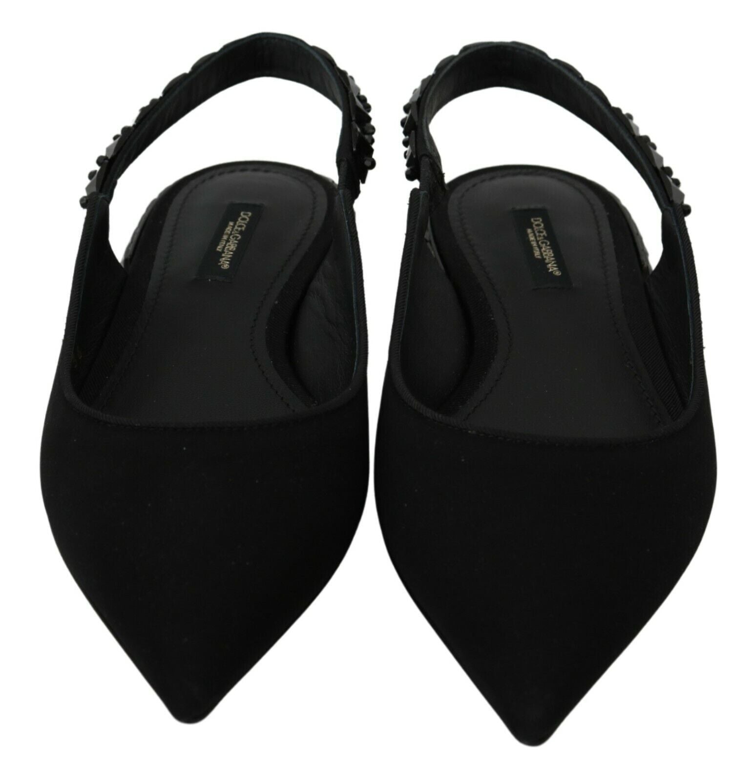 Dolce & Gabbana Schwarze flache Slingback-Schuhe aus Charmeuse