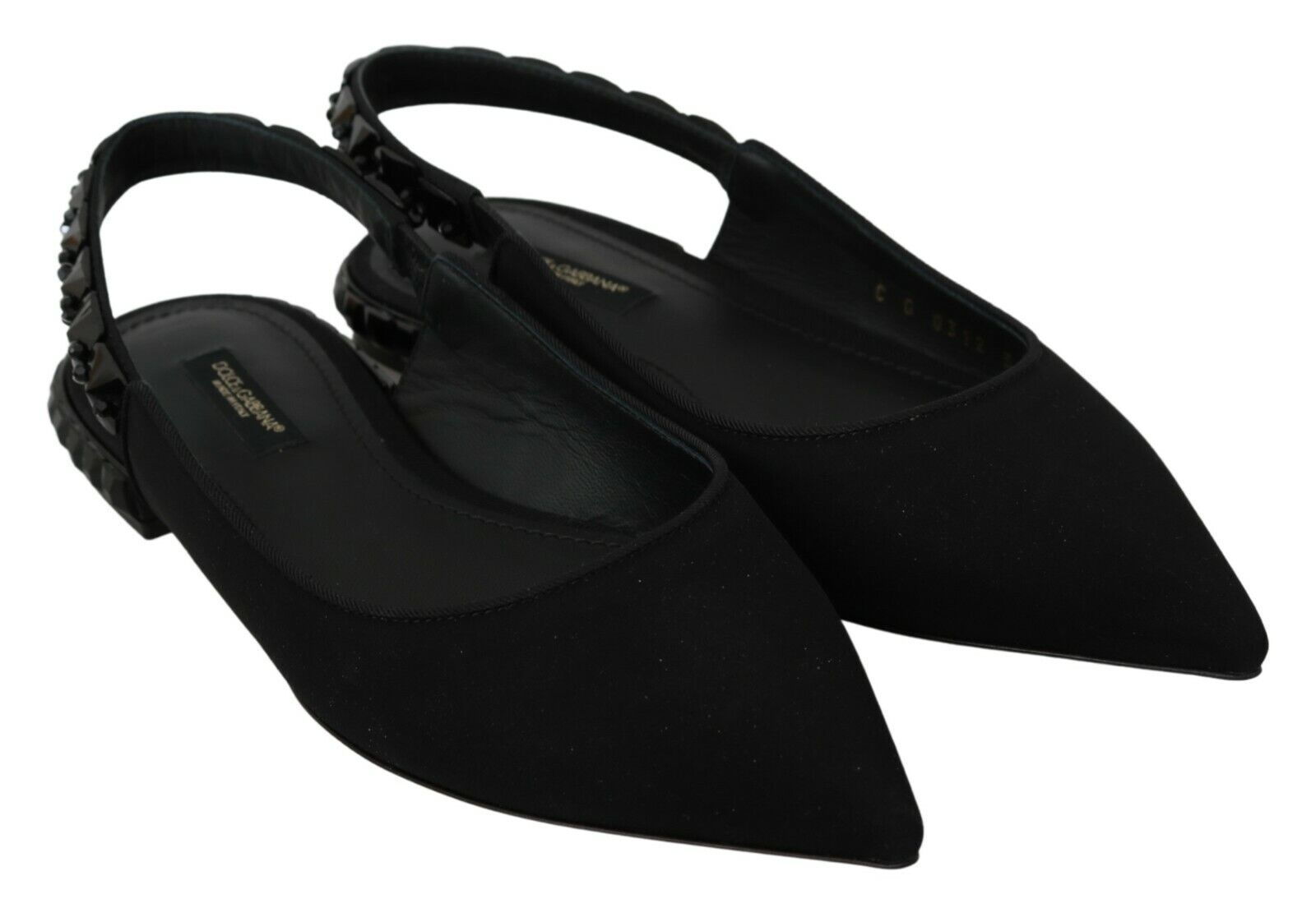 Dolce & Gabbana Schwarze flache Slingback-Schuhe aus Charmeuse