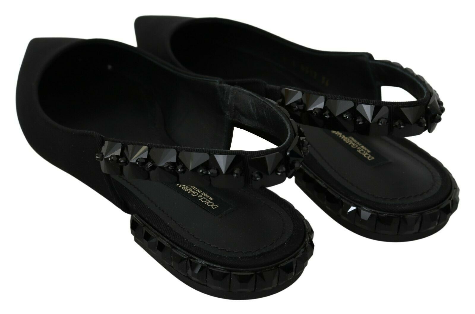 Dolce & Gabbana Schwarze flache Slingback-Schuhe aus Charmeuse