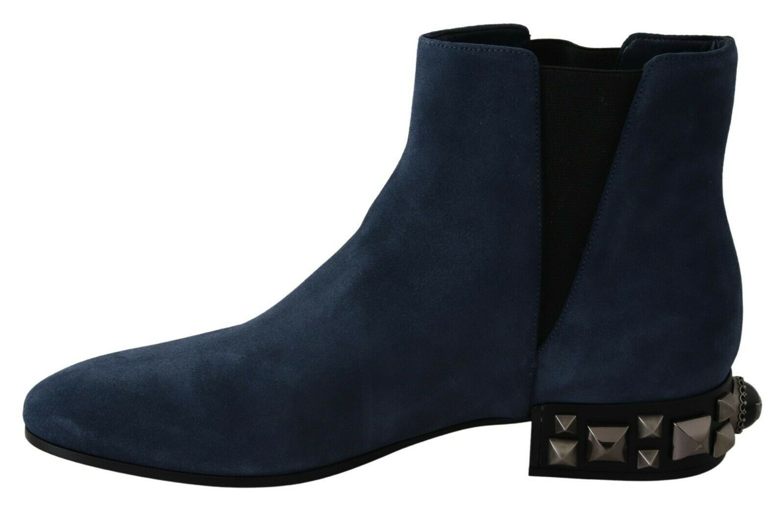Dolce & Gabbana Blaue Wildleder-Stiefel mit Verzierungen und Nieten