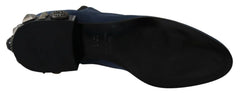 Dolce & Gabbana Blaue Wildleder-Stiefel mit Verzierungen und Nieten