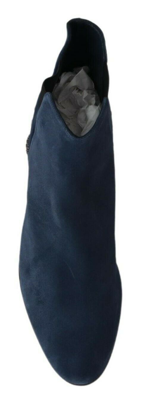 Dolce & Gabbana Blaue Wildleder-Stiefel mit Verzierungen und Nieten
