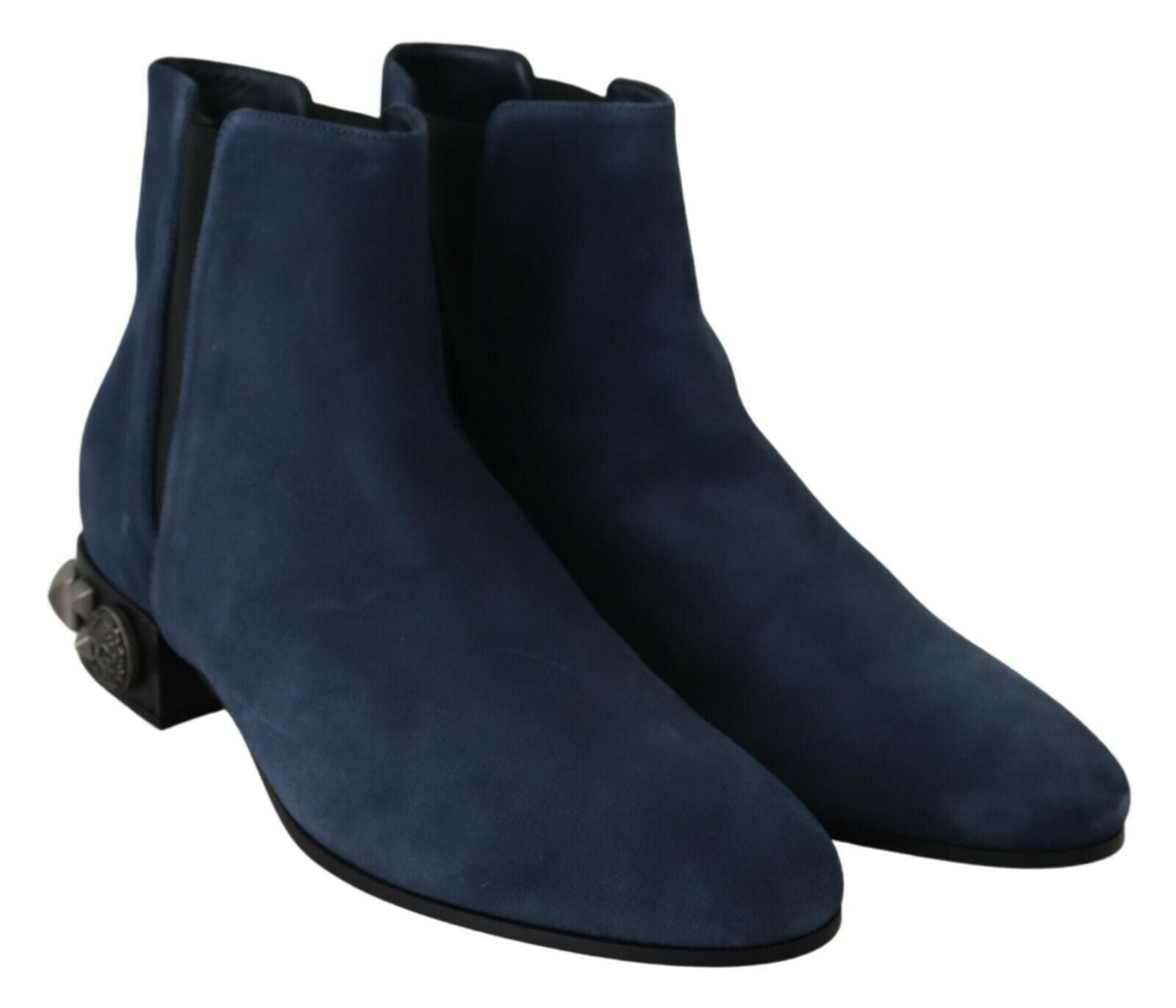 Dolce & Gabbana Blaue Wildleder-Stiefel mit Verzierungen und Nieten