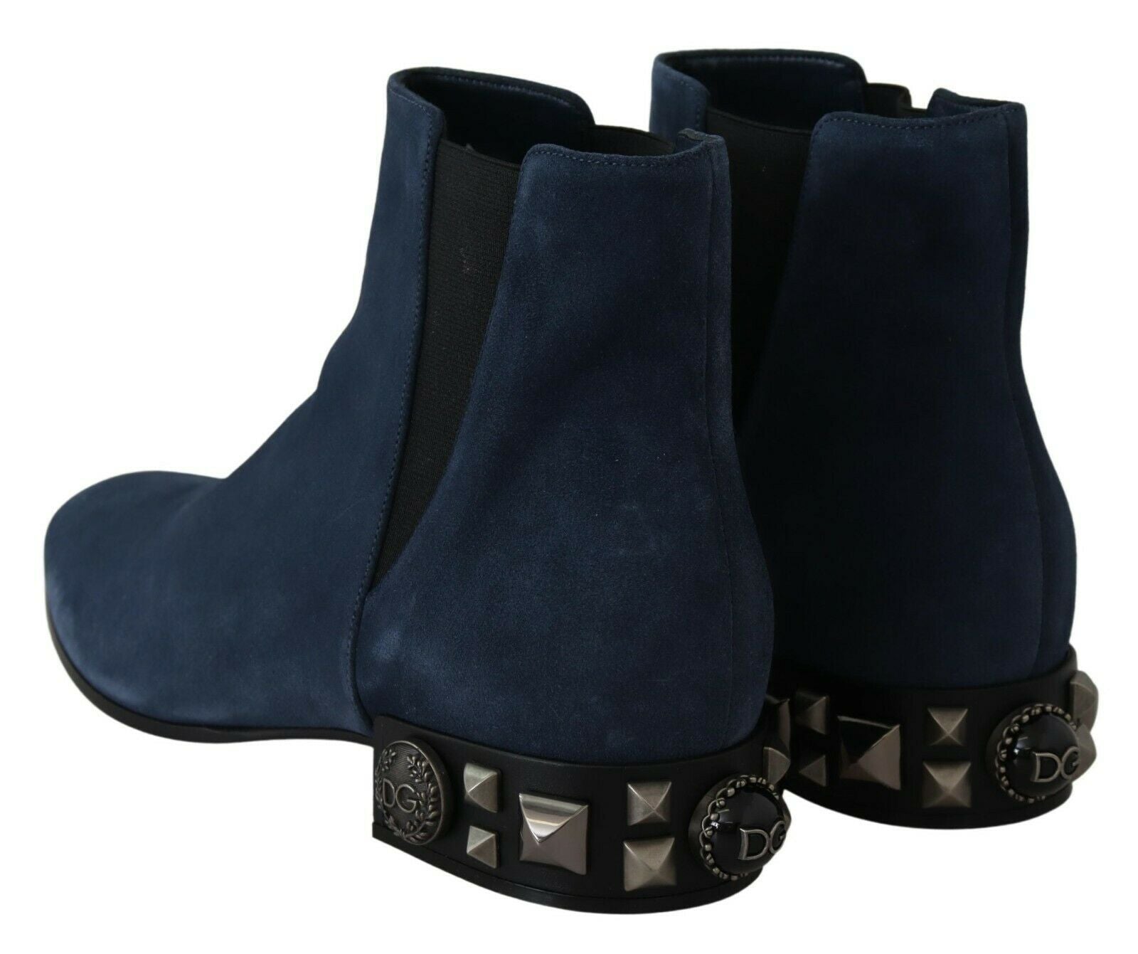 Dolce & Gabbana Blaue Wildleder-Stiefel mit Verzierungen und Nieten
