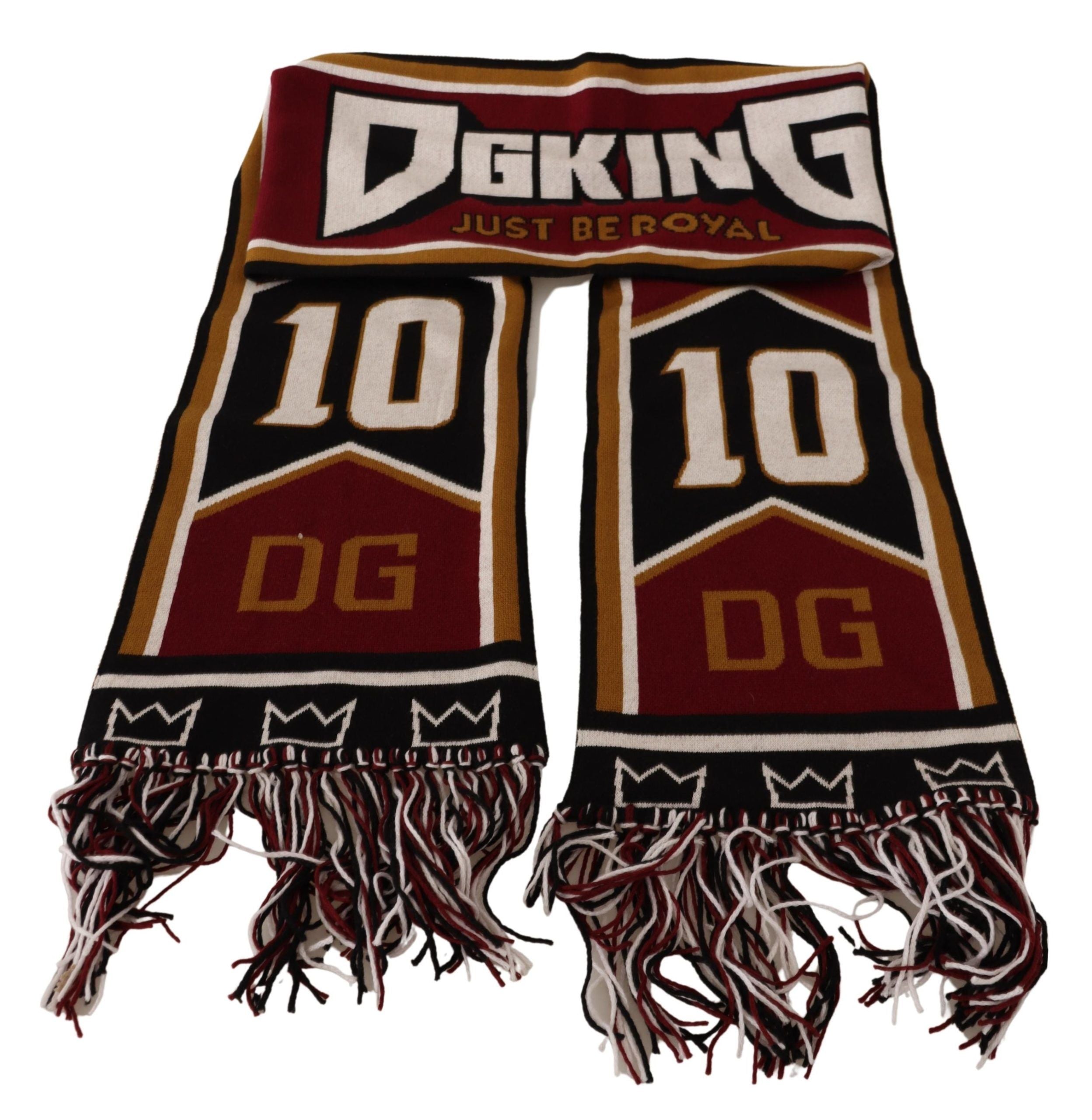 Dolce & Gabbana Mehrfarbiger Schal aus Wolle mit DG King Motiv