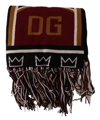 Dolce & Gabbana Mehrfarbiger Schal aus Wolle mit DG King Motiv