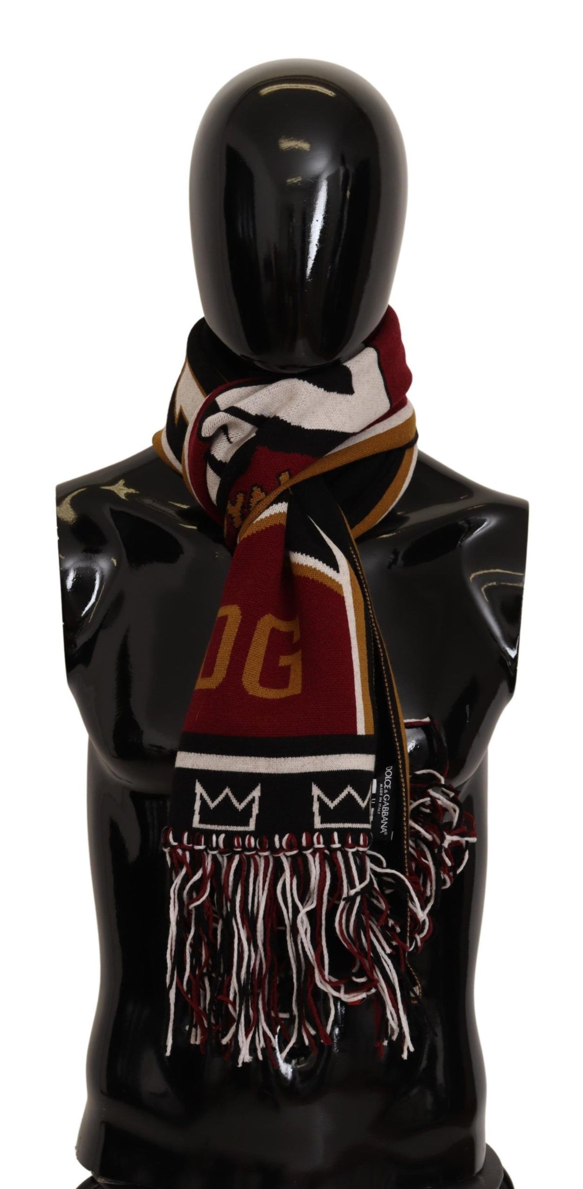 Dolce & Gabbana Mehrfarbiger Schal aus Wolle mit DG King Motiv