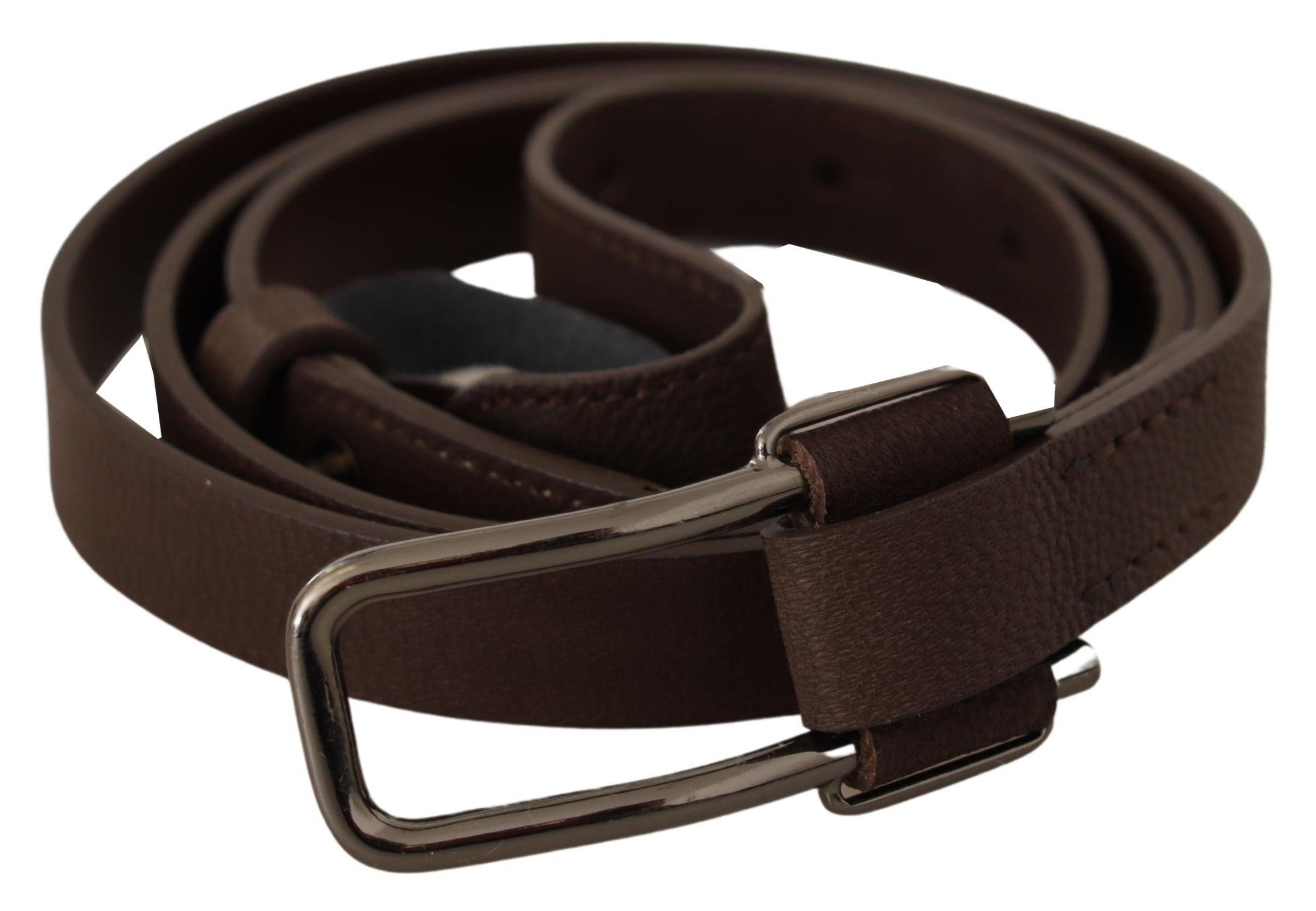 Costume National Brauner WX Gürtel mit silberner Metallschnalle