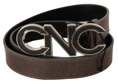 Costume National Brauner Gürtel mit Buchstaben-Logo-Schnalle