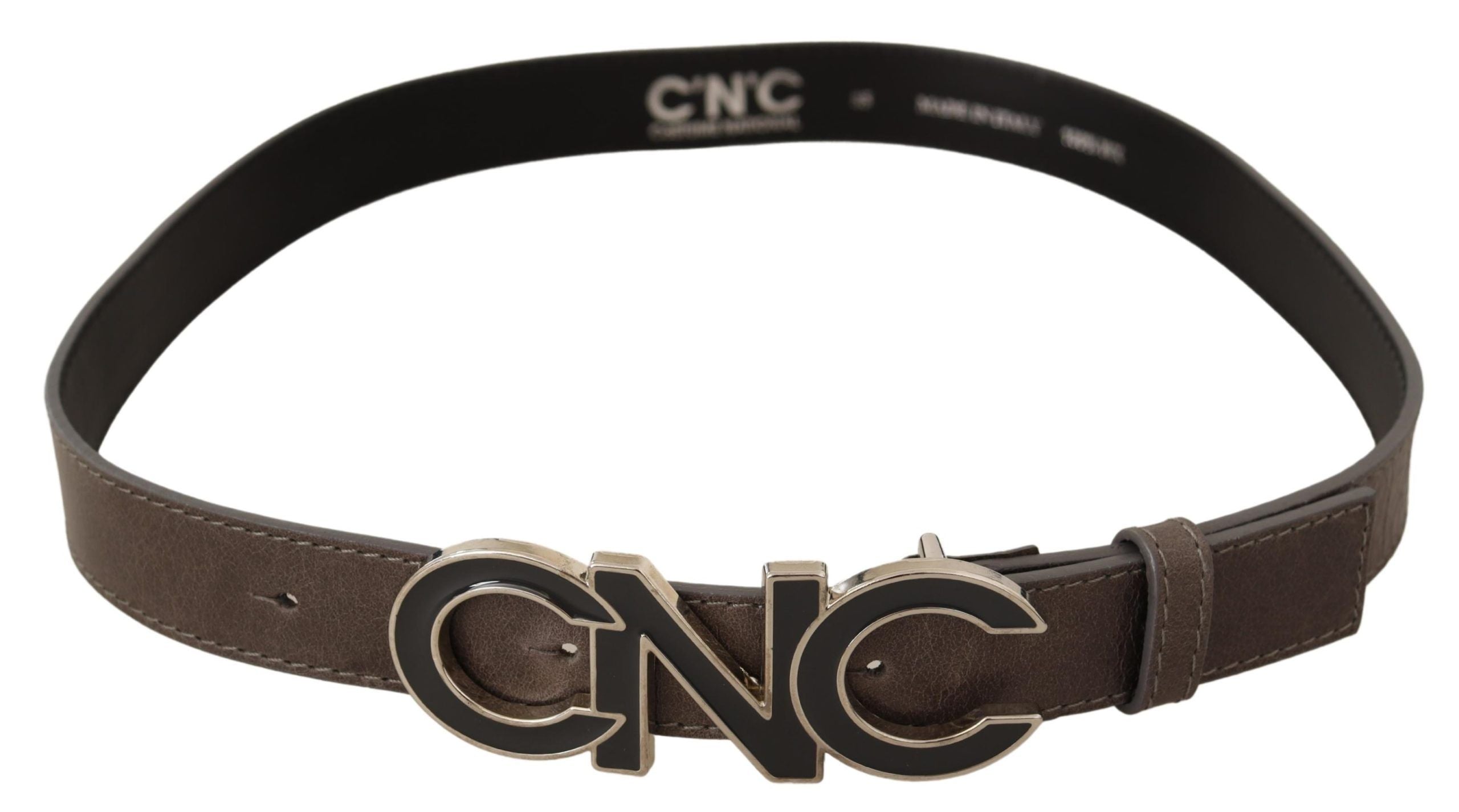 Costume National Brauner Gürtel mit Buchstaben-Logo-Schnalle