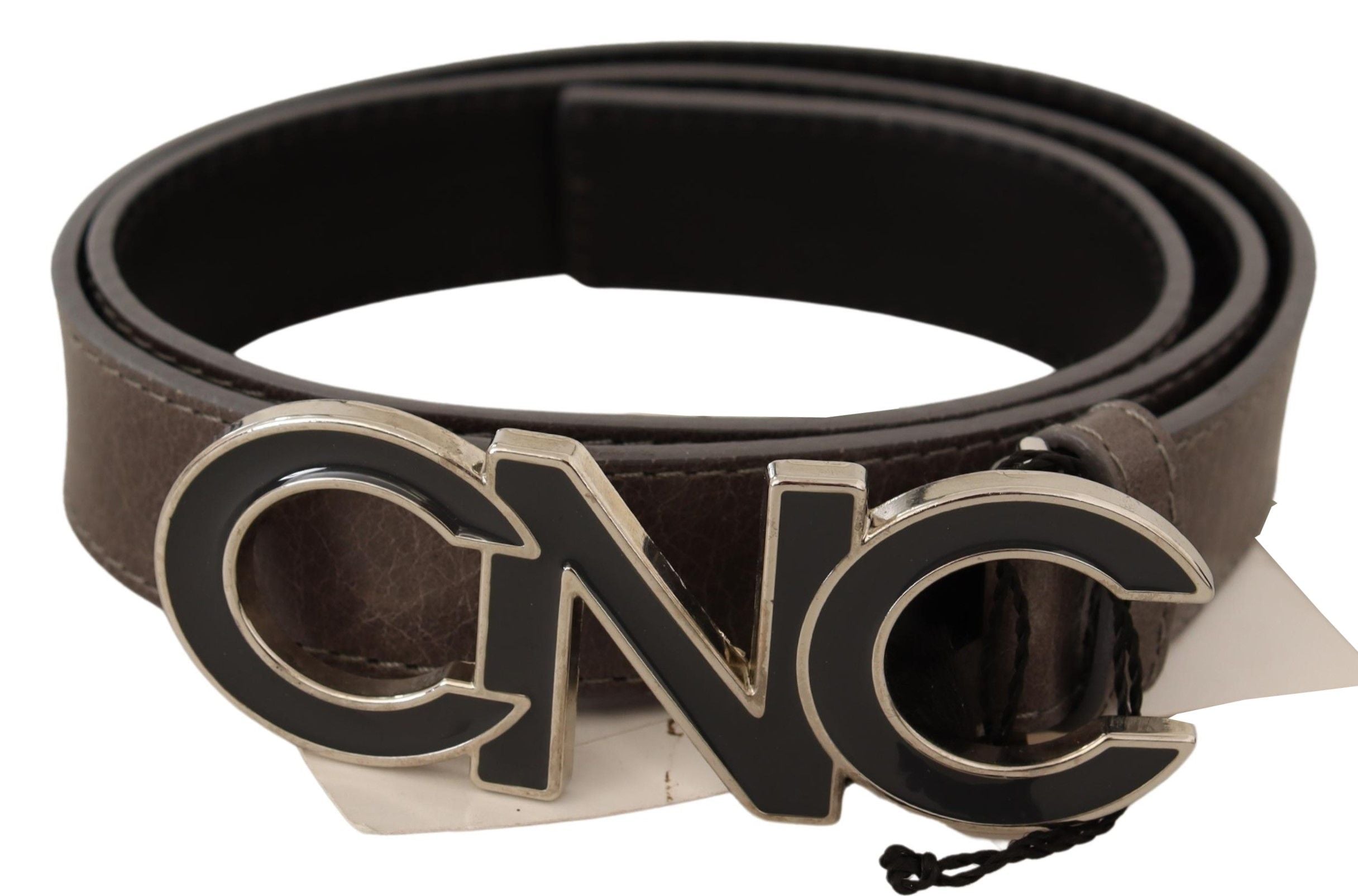Costume National Brauner Gürtel mit Buchstaben-Logo-Schnalle