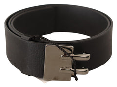 Costume National Gürtel aus schwarzem Leder mit silberner Schnalle