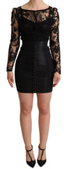 Dolce & Gabbana Schwarzes figurbetontes Spitzenoberteil eng anliegendes Minikleid