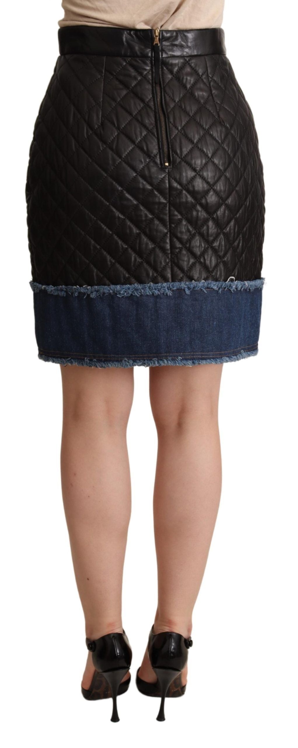 Dolce & Gabbana Schwarze Mini-Röcke aus gestepptem Leder