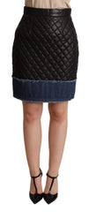 Dolce & Gabbana Schwarze Mini-Röcke aus gestepptem Leder