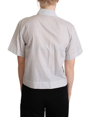 Dolce & Gabbana Weißes Grau Gepunktetes Hemd mit Kragen und Knöpfen
