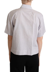 Dolce & Gabbana Witte Polkadot Blouse met Kraag