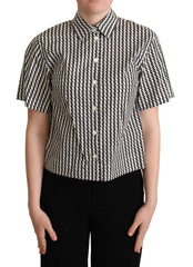 Dolce & Gabbana White Black Fantasy Pattern Shirt