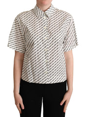 Dolce & Gabbana Witte Blouse met Kraag en Stippen
