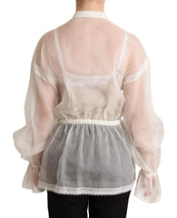 Dolce & Gabbana Weiße Bluse mit Ascot-Kragen und langen Ärmeln