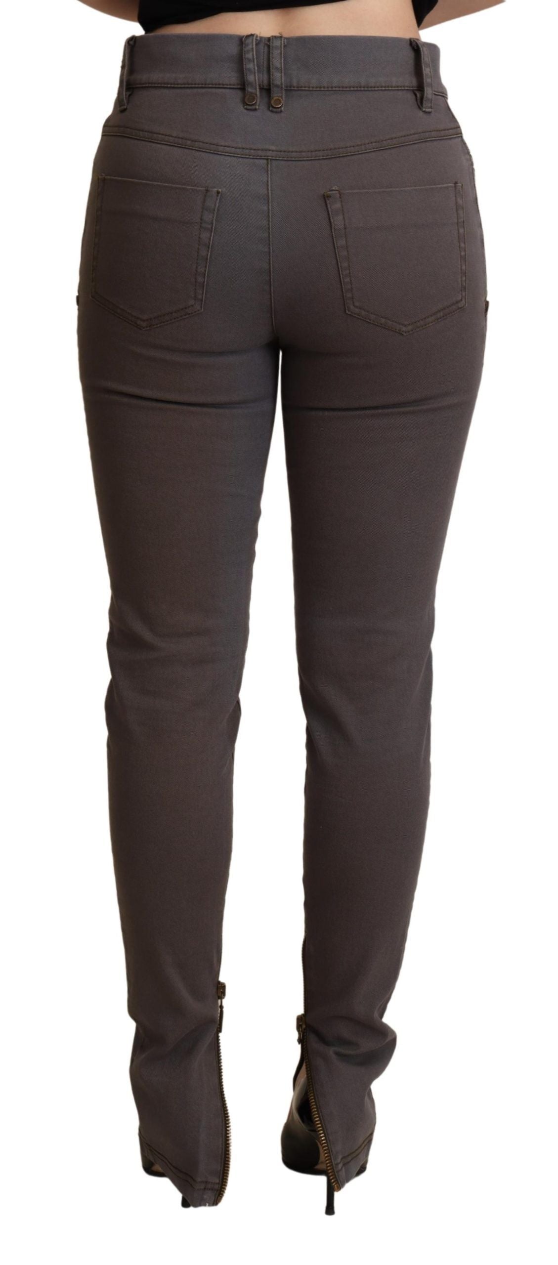 PLEIN SUD Braune Baumwoll-Stretch Skinny Jeans