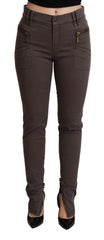 PLEIN SUD Braune Baumwoll-Stretch Skinny Jeans