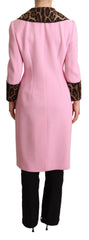 Dolce & Gabbana Pink Leopard Wool Trenchcoat Jacke