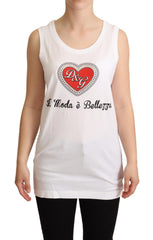 Dolce & Gabbana White La Moda Crystal Tank Top T-shirt