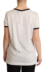 Dolce & Gabbana Wit Katoenen T-shirt met stippen en ronde hals