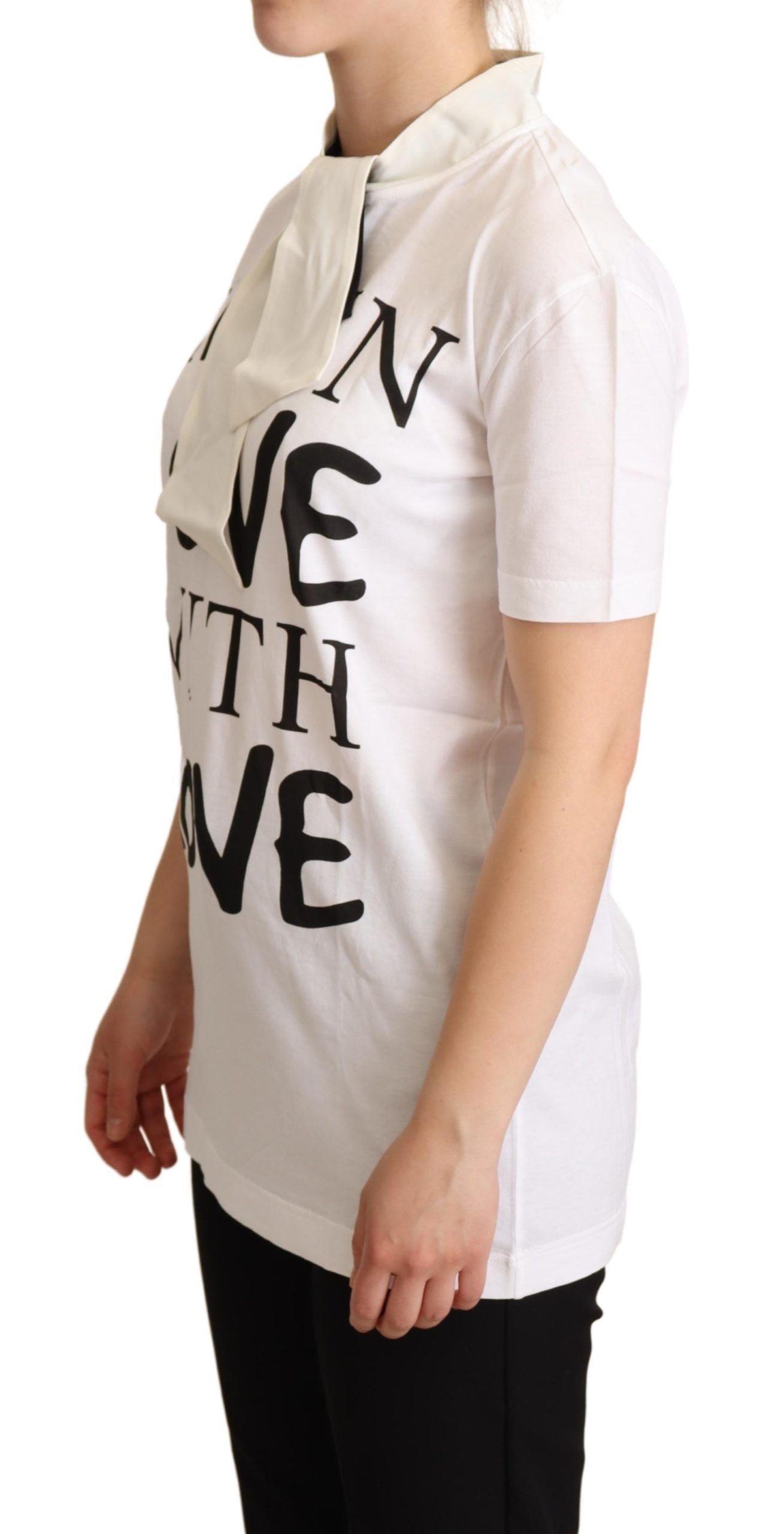 Dolce & Gabbana Weißes Baumwoll-Seiden-T-Shirt „I'm In Love“