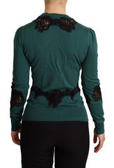 Dolce & Gabbana Grüner Wollpullover mit Rundhalsausschnitt