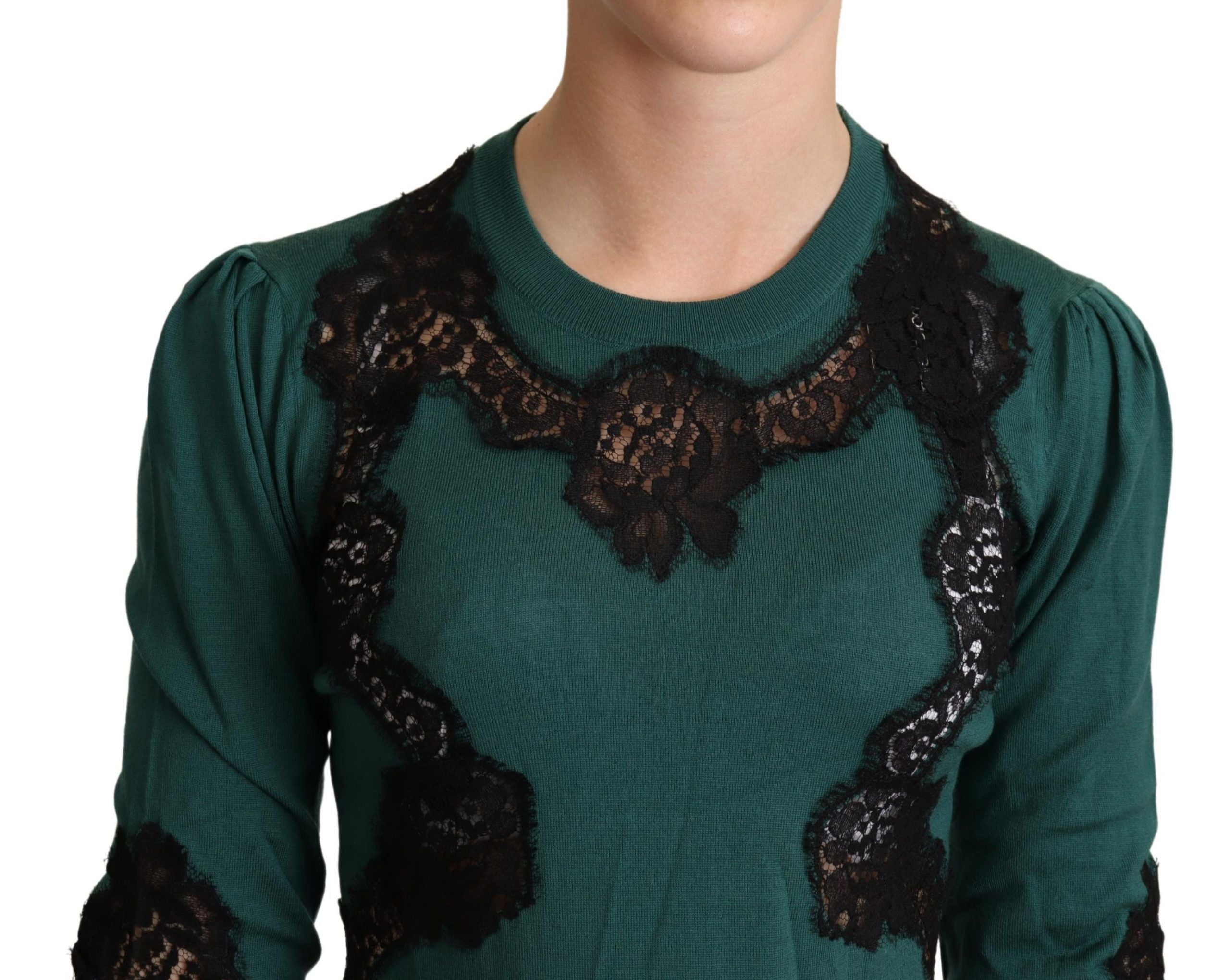 Dolce & Gabbana Grüner Wollpullover mit Rundhalsausschnitt