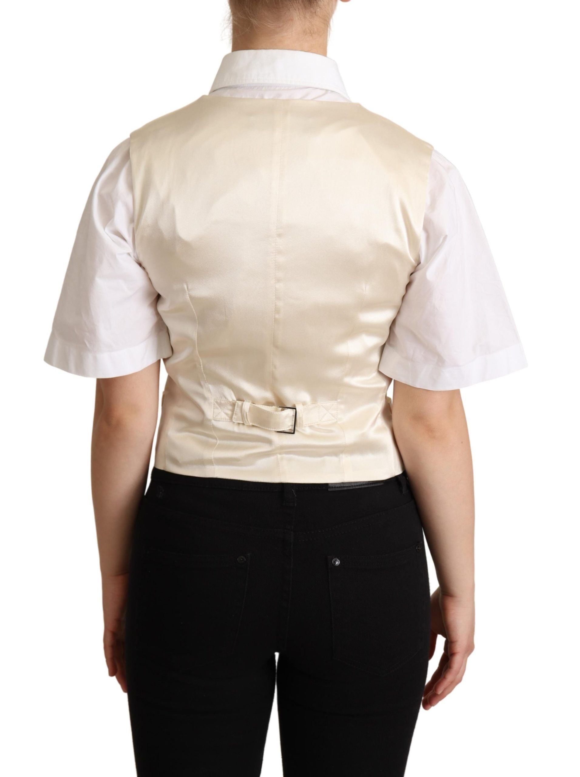 Dolce & Gabbana Beige Seiden-Westen-Oberteil ohne Ärmel