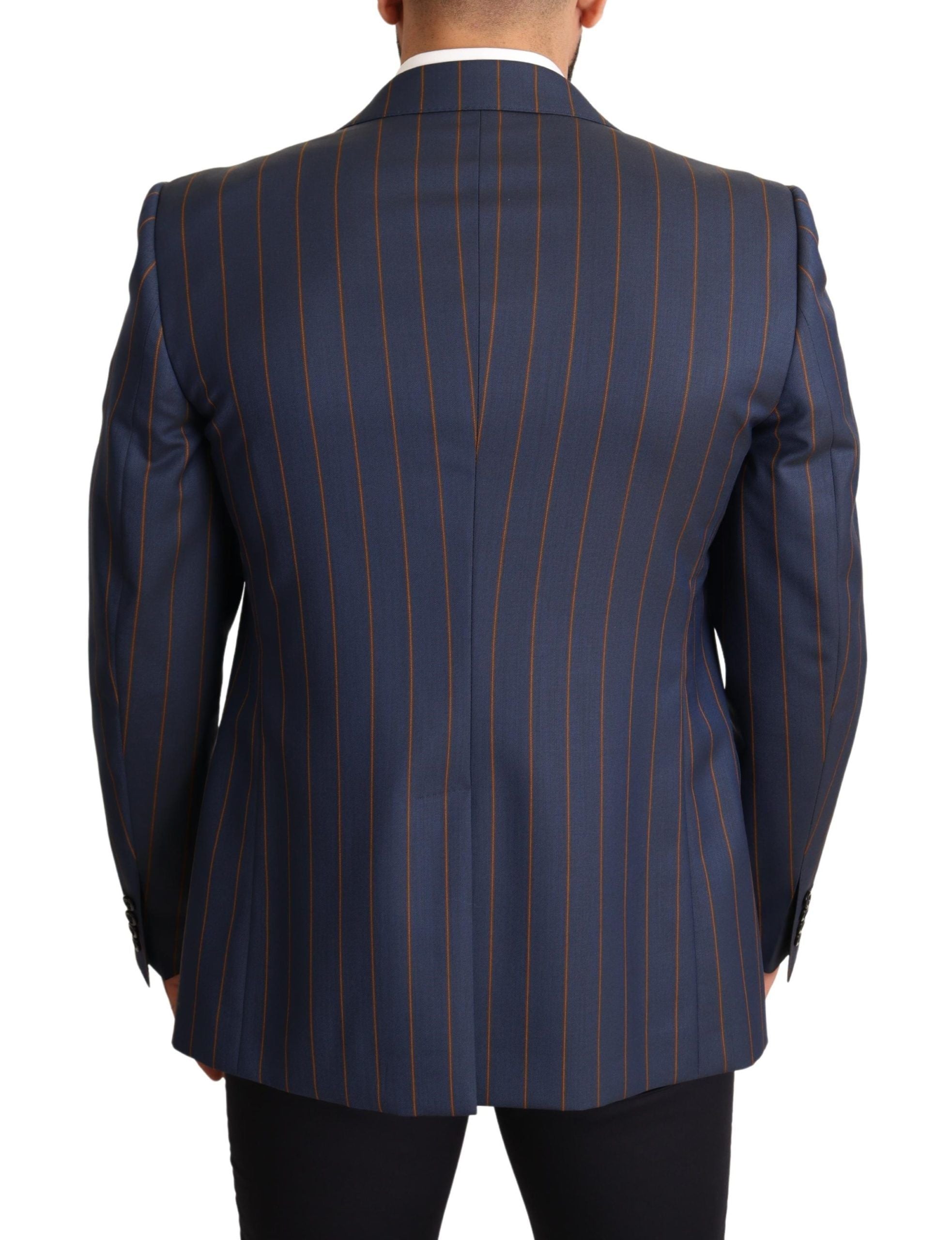 Dolce & Gabbana Blauw Gestreept Wollen Slim Fit Blazer Jasje