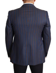 Dolce & Gabbana Blauw Gestreept Wollen Slim Fit Blazer Jasje