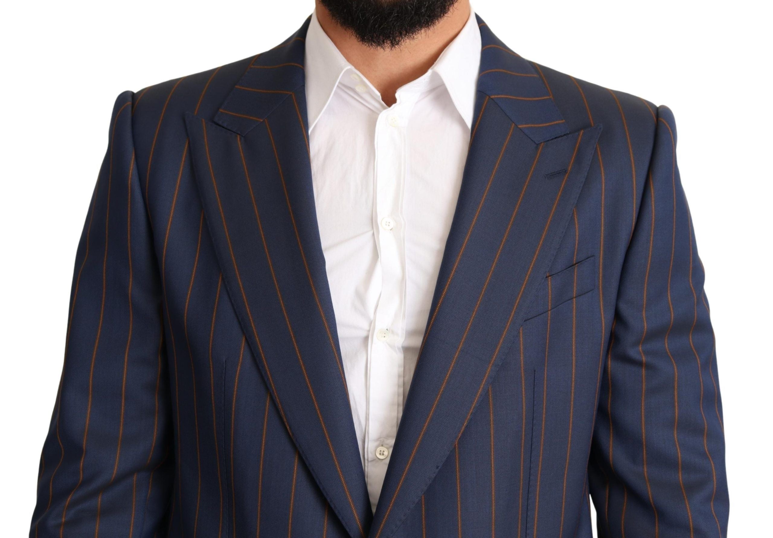 Dolce & Gabbana Blauw Gestreept Wollen Slim Fit Blazer Jasje