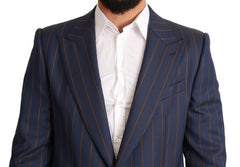 Dolce & Gabbana Blauw Gestreept Wollen Slim Fit Blazer Jasje