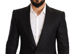Dolce & Gabbana Zwart Linnen Getailleerde Jas Blazer