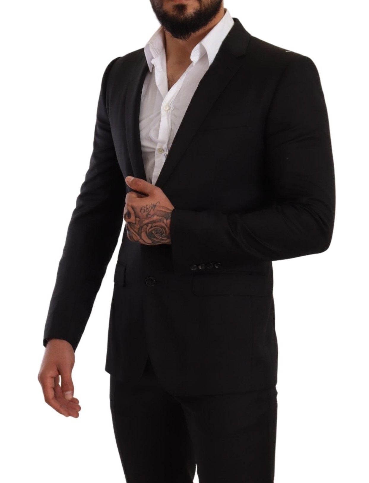 Dolce & Gabbana Schwarzer karierter MARTINI SLIM FIT 2-Teiler Anzug