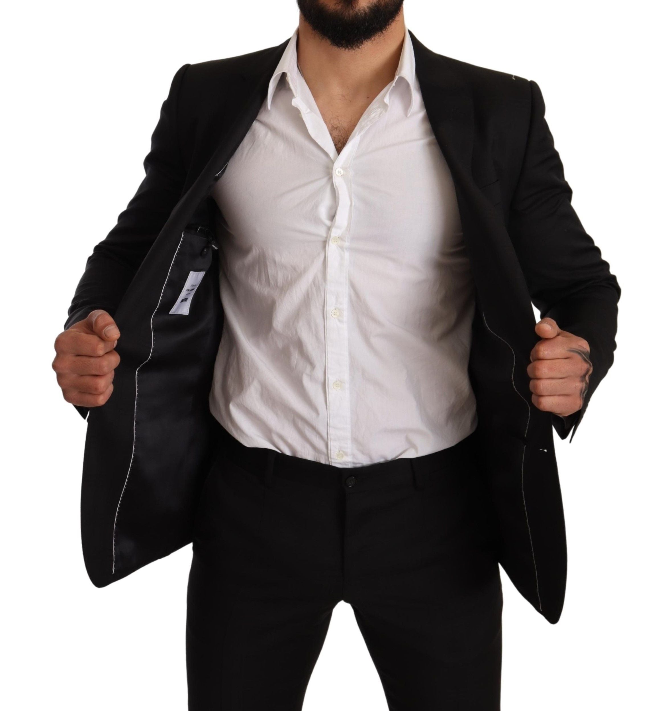Dolce & Gabbana Schwarzer karierter MARTINI SLIM FIT 2-Teiler Anzug