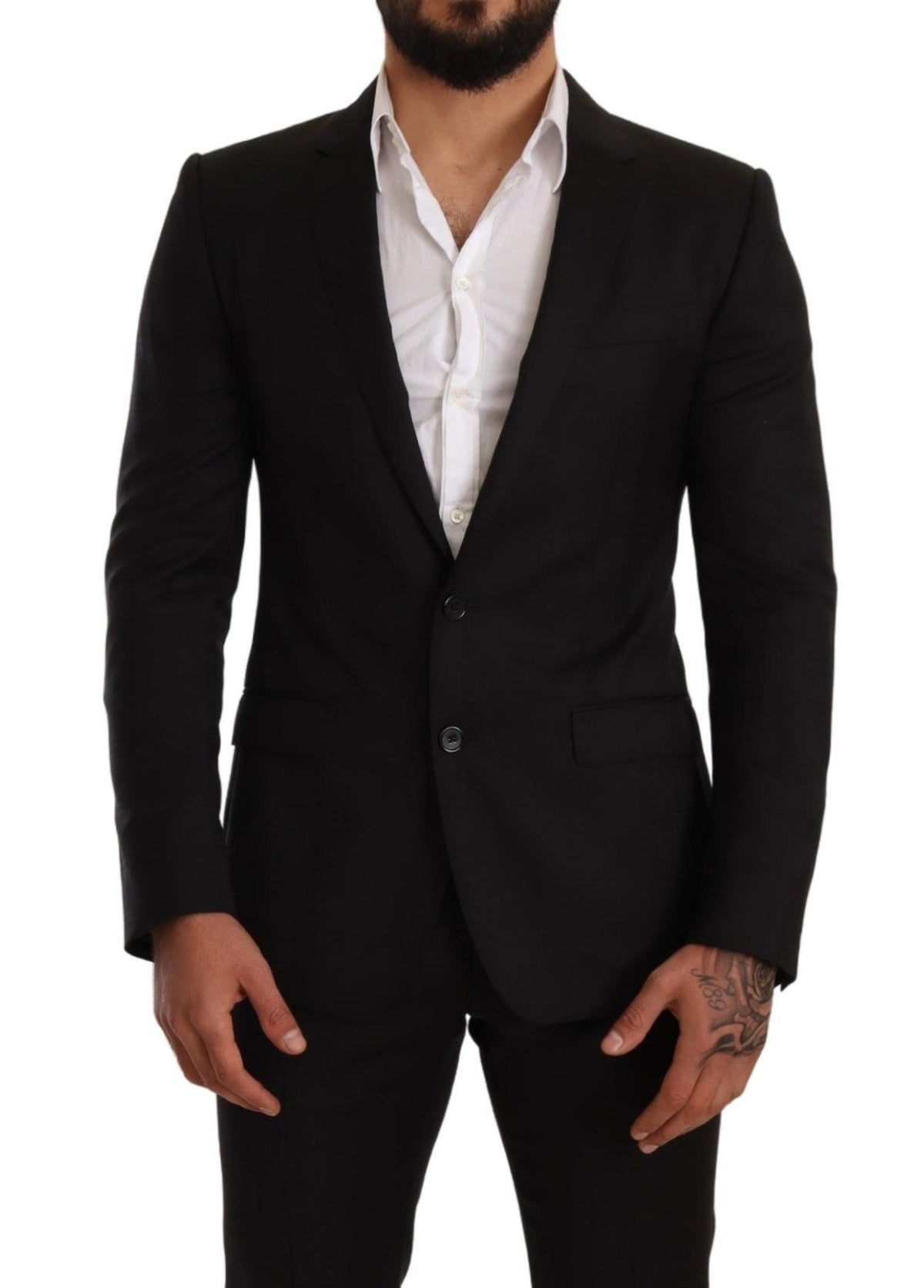 Dolce & Gabbana Schwarzer karierter MARTINI SLIM FIT 2-Teiler Anzug
