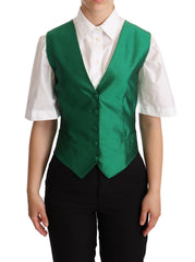 Dolce & Gabbana Groen Zijden Satijnen Mouwloos Gilet