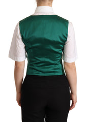Dolce & Gabbana Groen Zijden Satijnen Mouwloos Gilet