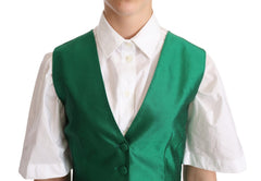 Dolce & Gabbana Groen Zijden Satijnen Mouwloos Gilet