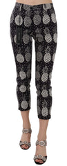 Dolce & Gabbana Schwarze Caprihose mit Ananas-Print und schmaler Passform