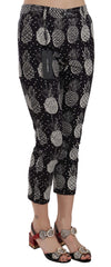 Dolce & Gabbana Schwarze Caprihose mit Ananas-Print und schmaler Passform